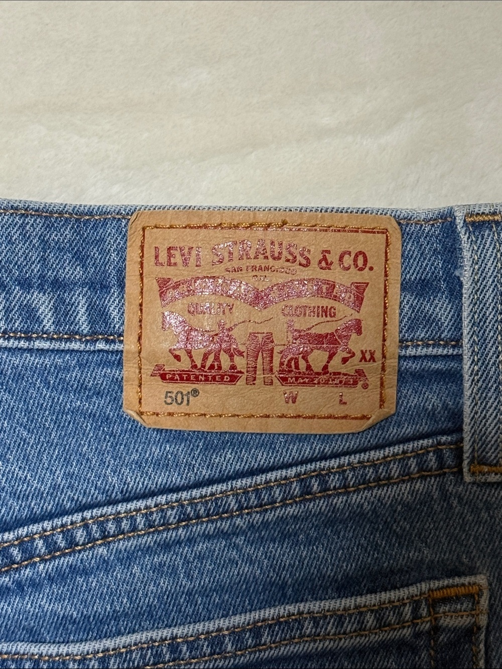 Levi's 501 Distressed Blue Denim Cutoff Shorts - Picture 2 of 3